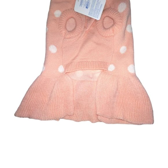 NWT Top Paw Pink Polka Dot Ruffled Skirt Bow Pullover Sweater Dress Dog L - Picture 6 of 6